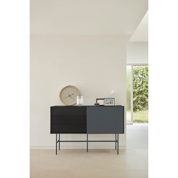 Cassettiera bassa nero/antracite con ante scorrevoli 140x91 cm Nube - Teulat-image-1