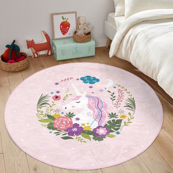 Tappeto rosa per bambini ø 100 cm Comfort - Mila Home-image-4