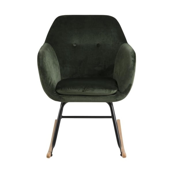 Sedia a dondolo in velluto verde Emilia - Actona-image-2
