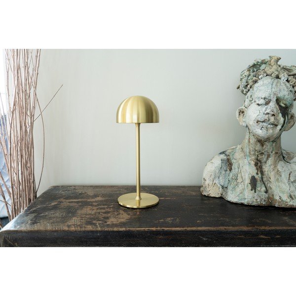 Lampada da tavolo LED color ottone con paralume in metallo con telecomando (altezza totale 30 cm) Tim – Sirius-image-2