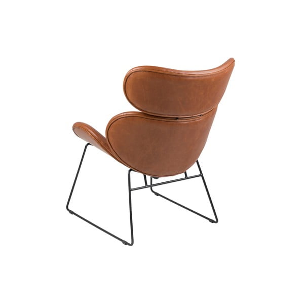 Poltrona in similpelle marrone con gambe nere Cazar - Actona-image-2