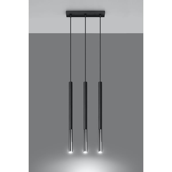 Apparecchio a sospensione in nero-argento 3L Asarot - Sollux-image-3