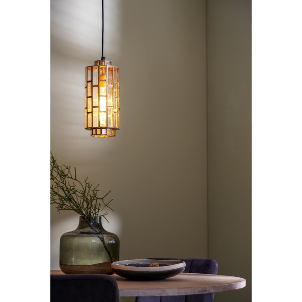Lampadario color bronzo con paralume in vetro Søstrene – Light & Living-image-1