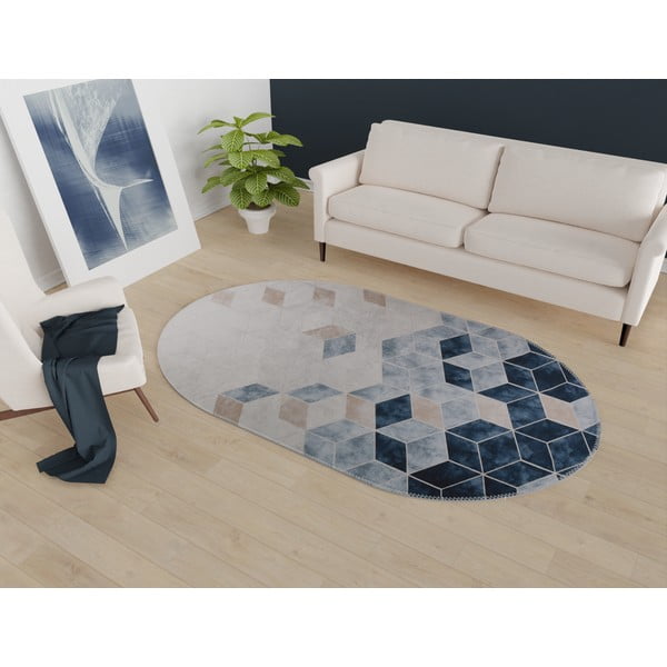 Tappeto lavabile bianco e blu 60x100 cm - Vitaus-image-1