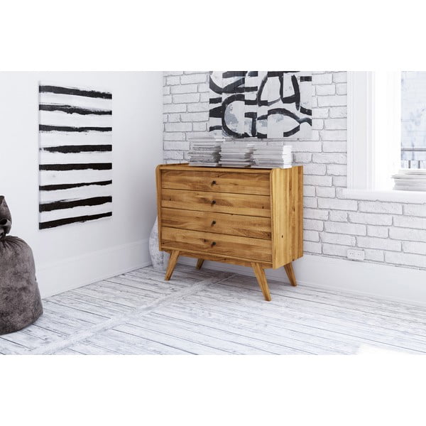 Cassettiera bassa in legno di quercia 100x90 cm Retro - The Beds-image-4