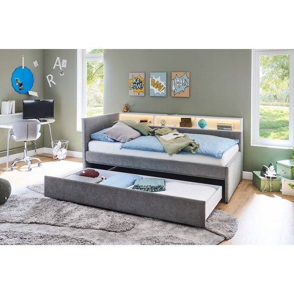 Letto da bambini con sponde grigio con contenitore rete non inclusa 90x200 cm Uno – Meise Möbel-image-3