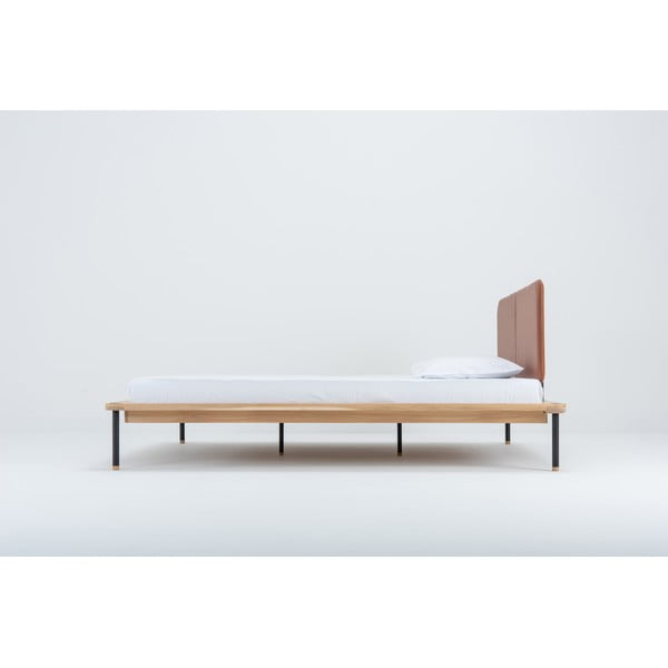 Letto matrimoniale in rovere marrone/naturale con griglia 160x200 cm Fina - Gazzda-image-3