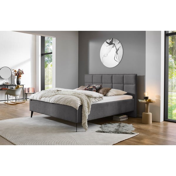 Letto matrimoniale imbottito color antracite con contenitore con rete inclusa 180x200 cm Paulo – Meise Möbel-image-1