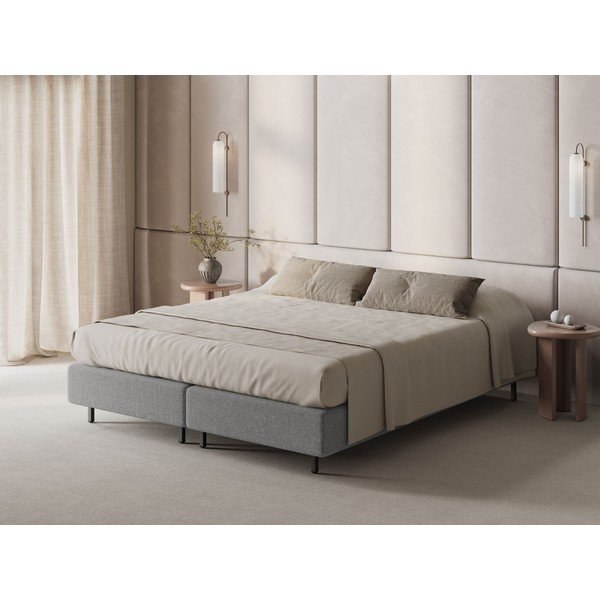 Letto matrimoniale imbottito grigio senza testiera 200x200 cm Whale – Micadoni -image-1