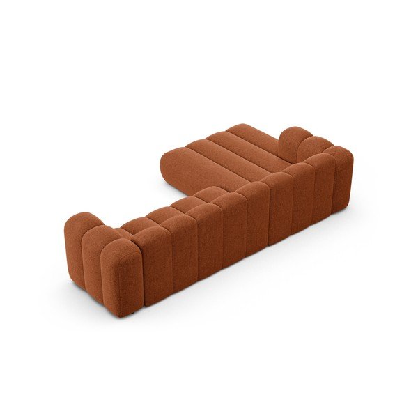 Divano angolare color mattone (con penisola a sinistra/con chaise lounge) con rivestimento in ciniglia Lupine – Micadoni -image-3