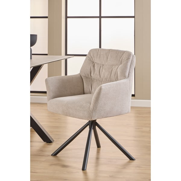 Sedia da pranzo beige in imbottito con braccioli Alonso – Actona-image-4