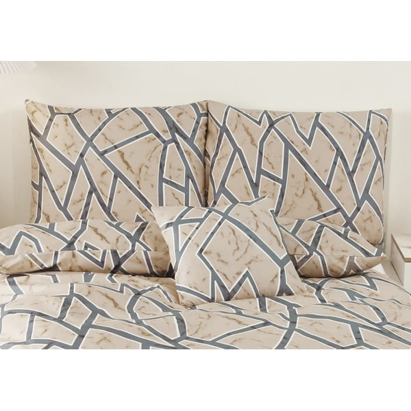 Biancheria da letto singola in micro raso 140x200 cm, marrone chiaro, 6 pezzi Marco - My House-image-3