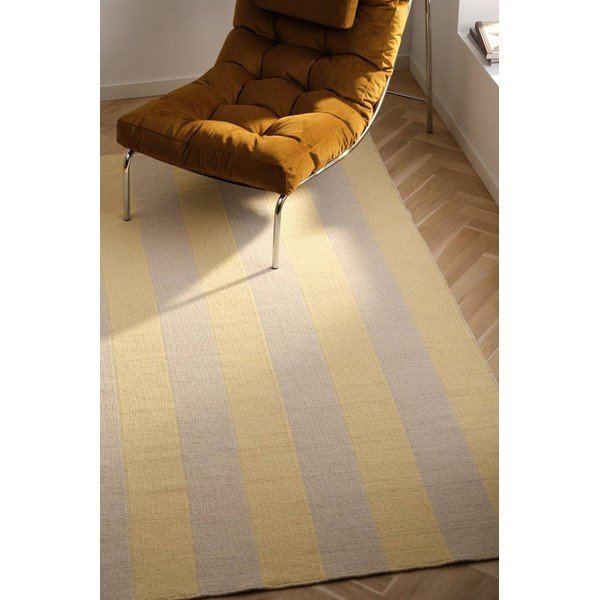 Passatoia gialla/beige in misto lana tessuta a mano 80x200 cm Sissel – Jotex-image-1