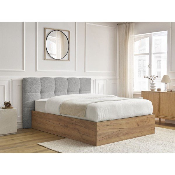 Letto matrimoniale imbottito/in truciolato grigio imbottito con contenitore con rete inclusa 180x200 cm Kumo – Bobochic Paris-image-2