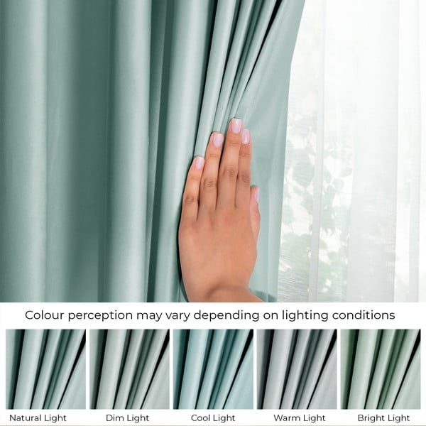 Tenda parzialmente oscurante verde chiaro in velluto 140x270 cm Eyelets – Restilo-image-4