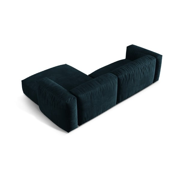 Divano angolare componibile blu scuro (con penisola a destra/con chaise lounge) con rivestimento in velluto Martina – Micadoni -image-3