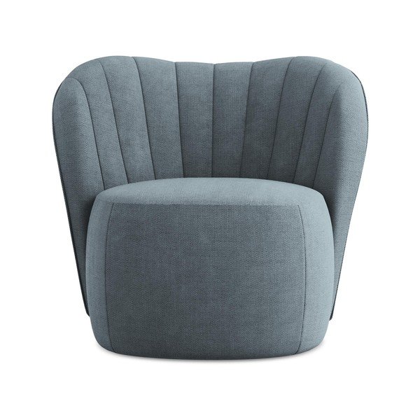 Poltrona blu con rivestimento in ciniglia Keloa – Makamii-image-1