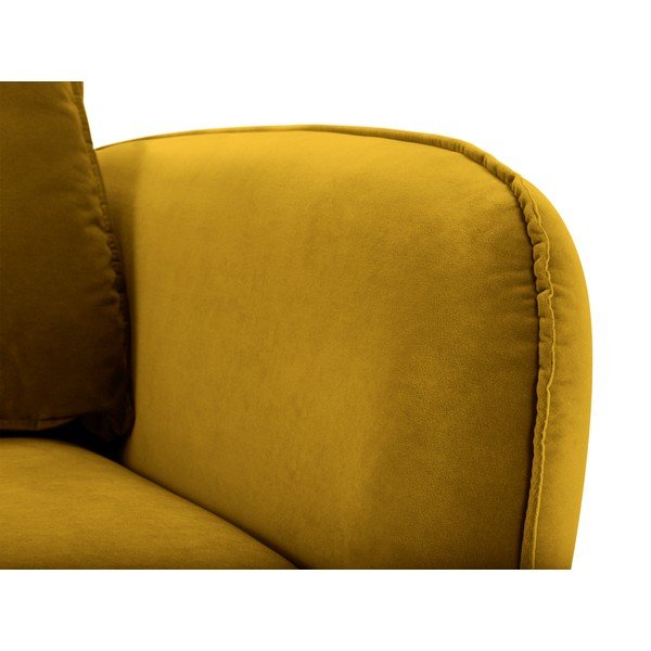 Poltrona in velluto giallo con gambe nere Lento - Kooko Home-image-1