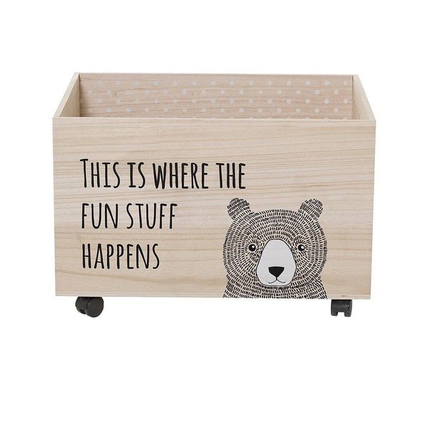 Scatola portaoggetti per bambini in legno su ruote Kesa - Bloomingville Mini-image-1