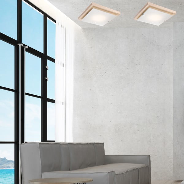 Plafoniera marrone/di colore naturale 30x30 cm Pedro – LAMKUR-image-2