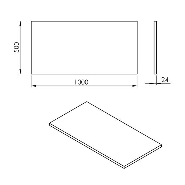 Piano bianco per lavabo 100x50 cm Plato – Sapho-image-2