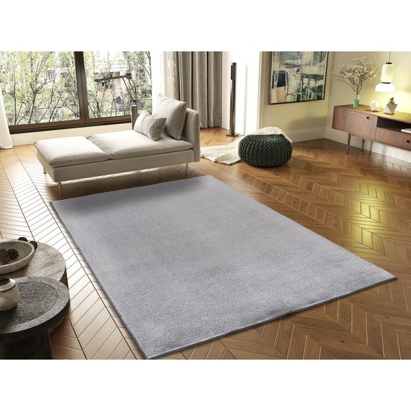 Tappeto in microfibra grigio 80x150 cm Coraline Liso - Universal-image-1