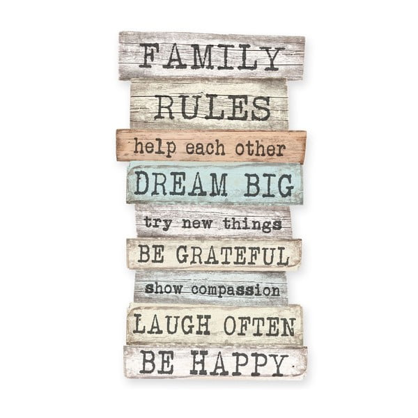 Cartello 30x50 cm Family Rules - Really Nice Things