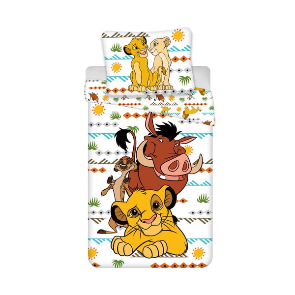 Biancheria da letto per bambini in cotone per letto singolo 140x200 cm Lion King Africa - Jerry Fabrics