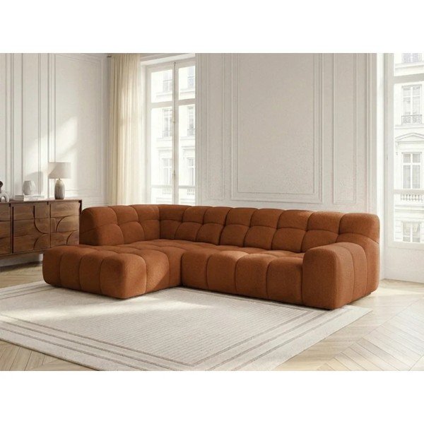 Divano angolare arancione allungabile/con movimento relax elettrico (con penisola a sinistra/a L) Andre – Bobochic Paris-image-1