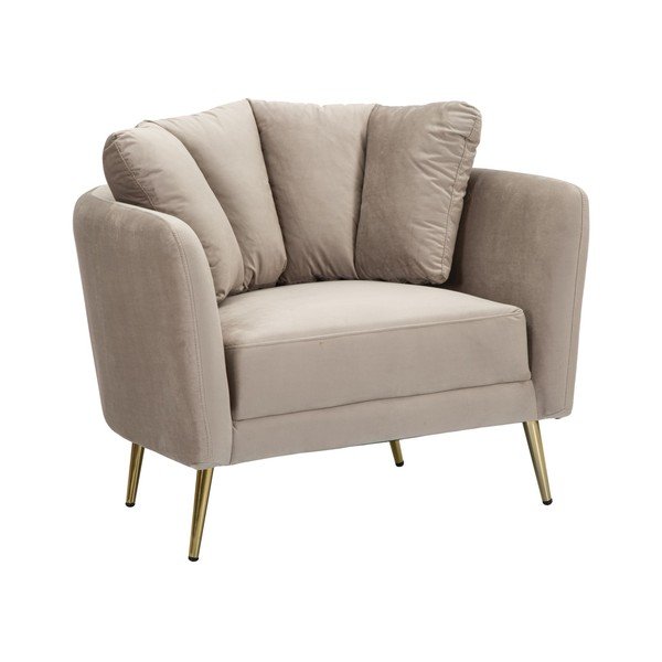 Poltrona grigio tortora con poggioli/con gambe con rivestimento in velluto Kiev – Mauro Ferretti