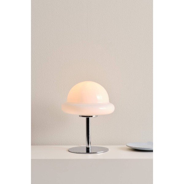 Lampada da tavolo bianca/color argento lucido in vetro opale (altezza totale 26 cm) Bubba – Jotex-image-1