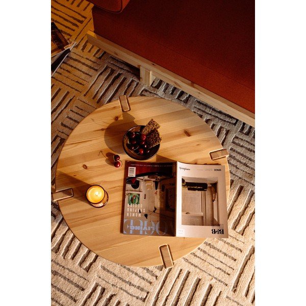 Tavolino da salotto rotondo colore naturale chiaro in pino massiccio ø 70 cm Tuck – Karup-image-2