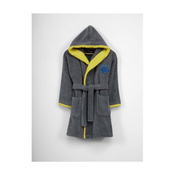 Vestaglia con cappuccio in cotone grigio per bambini, 6-9 anni - Unknown