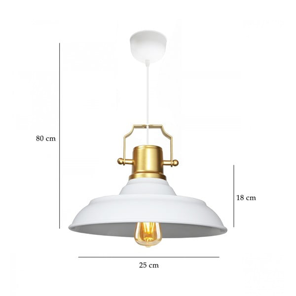 Lampadario bianco con paralume in metallo ø 25 cm Tarsus – Opviq lights-image-3