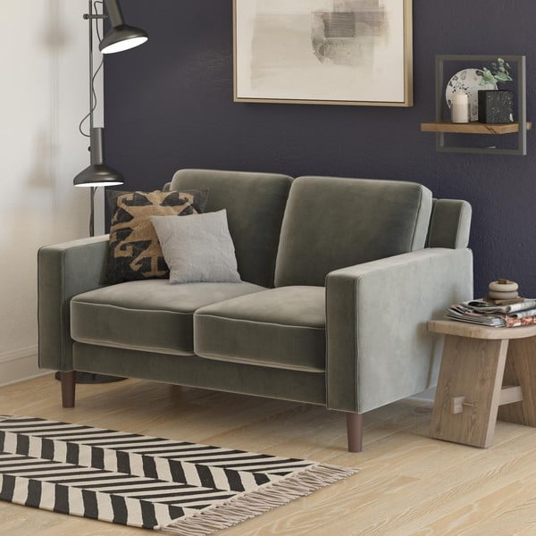 Divano in velluto grigio 83 cm Brynn - Støraa-image-1