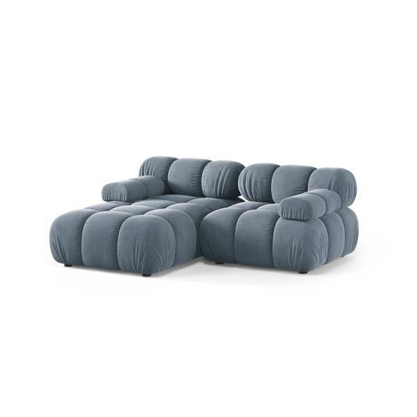 Divano angolare componibile grigio (con penisola a sinistra/con chaise lounge) con rivestimento in velluto – Micadoni -image-2