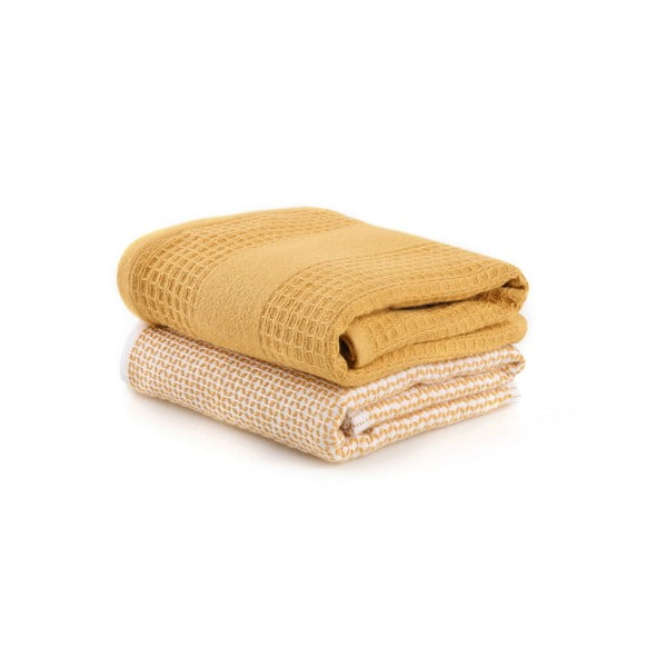 Set di asciugamani goffrati gialli 2 pz 40x60 cm Betty – Foutastic