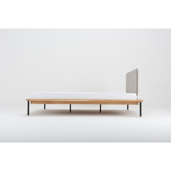 Letto matrimoniale in rovere grigio/naturale con griglia 140x200 cm Fina - Gazzda-image-4