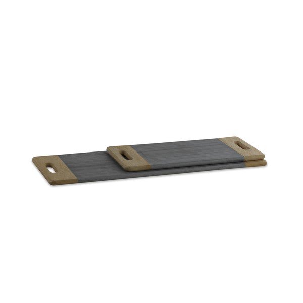 Tavola da portata in marmo grigio e legno di mango, lunghezza 59,5 cm Bwari - Nkuku-image-1