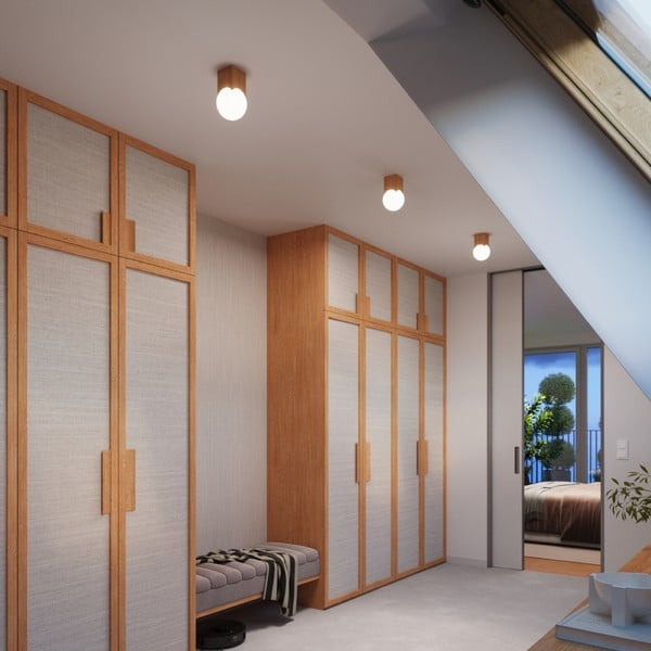 Plafoniera di colore naturale con paralume in vetro 12x12 cm Rayer – Sollux-image-4