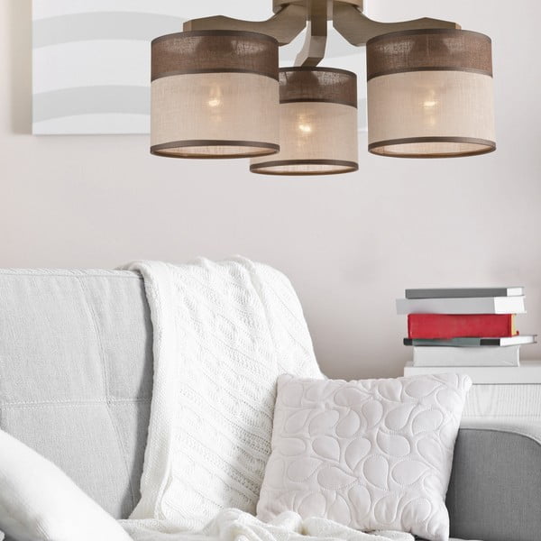 Lampada da soffitto marrone scuro con paralume in tessuto ø 16 cm Andrea - LAMKUR-image-1