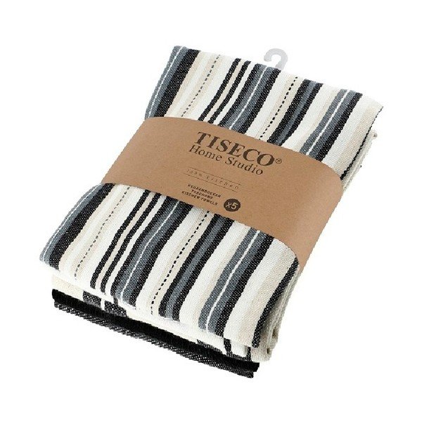 Set di 4 strofinacci in cotone nero, 50 x 70 cm - Tiseco Home Studio