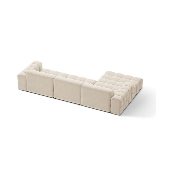 Divano angolare color crema (con penisola a sinistra/con chaise lounge) con rivestimento in velluto Chicago – Cosmopolitan Design-image-2