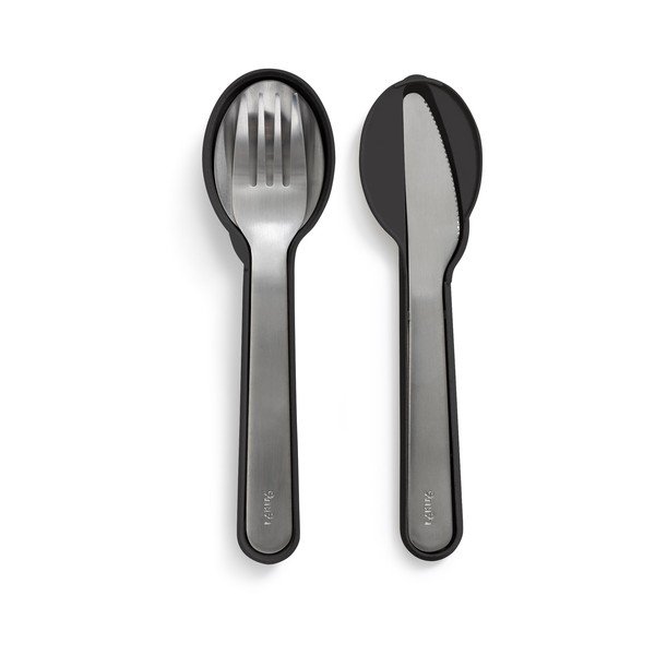 Set di posate da viaggio nero/argentato in acciaio inox 3 pz To Go – Lékué