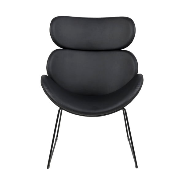 Poltrona in similpelle nera con gambe nere Cazar - Actona-image-1