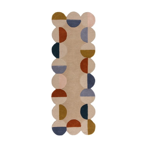 Passatoia beige in lana tessuta a mano 80x230 cm Mia Scallop Frame – Flair Rugs