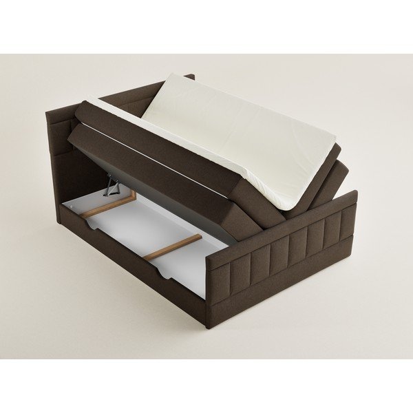 Letto boxspring marrone con contenitore 200x200 cm Caya – Maison de Rêve-image-3