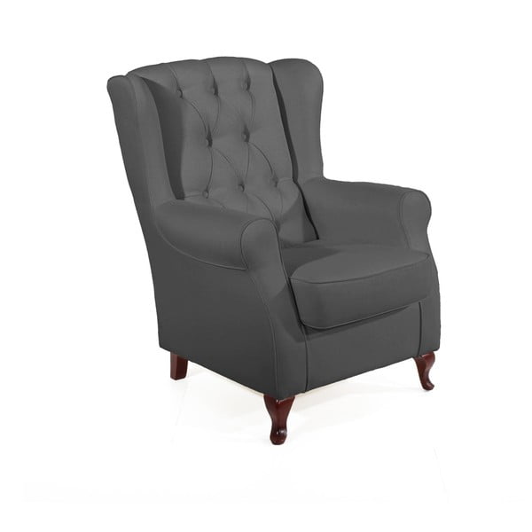 Antracitově šedé křeslo ušák Max Winzer Lex