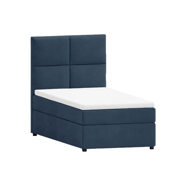 Letto singolo imbottito blu scuro con contenitore con griglia 100x200 cm Lena - Ropez