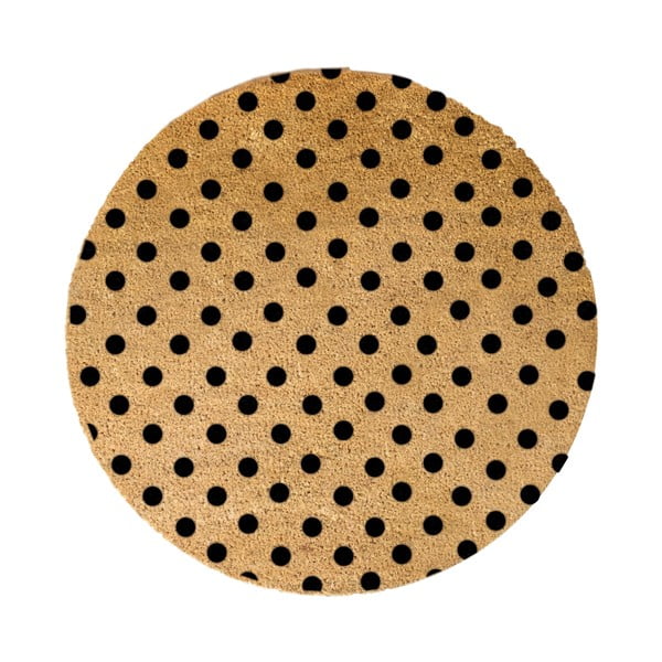 Tappeto rotondo nero in cocco naturale , ⌀ 70 cm Dots - Artsy Doormats